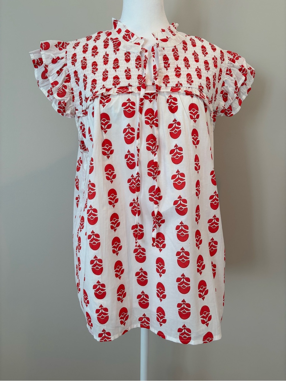 Philosophy NWT Lined Top Ties At Neck Womens Medium Red/White